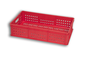 Red Ventilated Plastic Stacking Tray 
