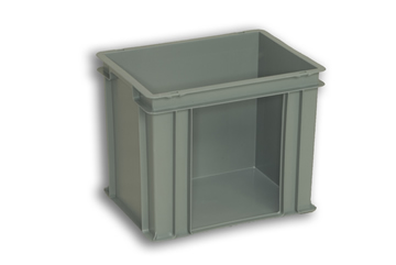 Grey Plastic Stacking Order Pick Box with Opening Long Wall