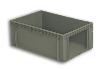Grey Plastic Stacking Order Pick Box with Open Short Wall