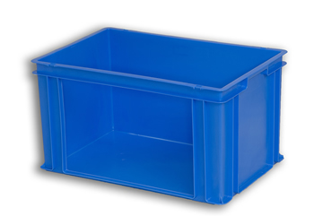 Blue Plastic Stacking Order Pick Box with Open Long Wall