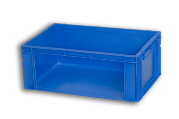 Blue Plastic Stacking Order Pick Box with Open Long Wall