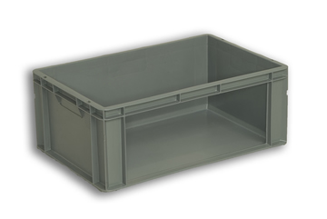 Grey Plastic Stacking Order Pick Box with Open Long Wall