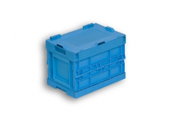 Blue Solid Plastic Folding Stacking Box