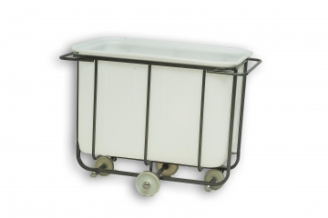 Natural Solid Plastic Large Rectangular Tank Bin Fitted With Metal Chassis Truck