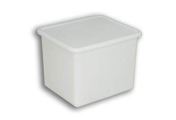 Natural Solid Plastic Rectangular Stacking Bin with Lid