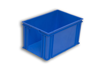 Blue Plastic Stacking Order Pick Box with Opening Short Wall