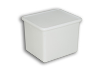 Natural Solid Plastic Rectangular Stacking Bin with Lid